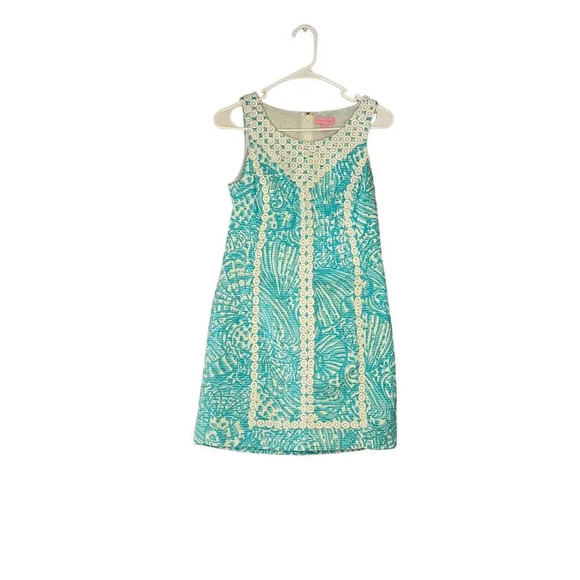 Lilly Pulitzer Women's Size 2 Macfarlane Lace Detail Blue Shift Dress - Picture 3 of 5